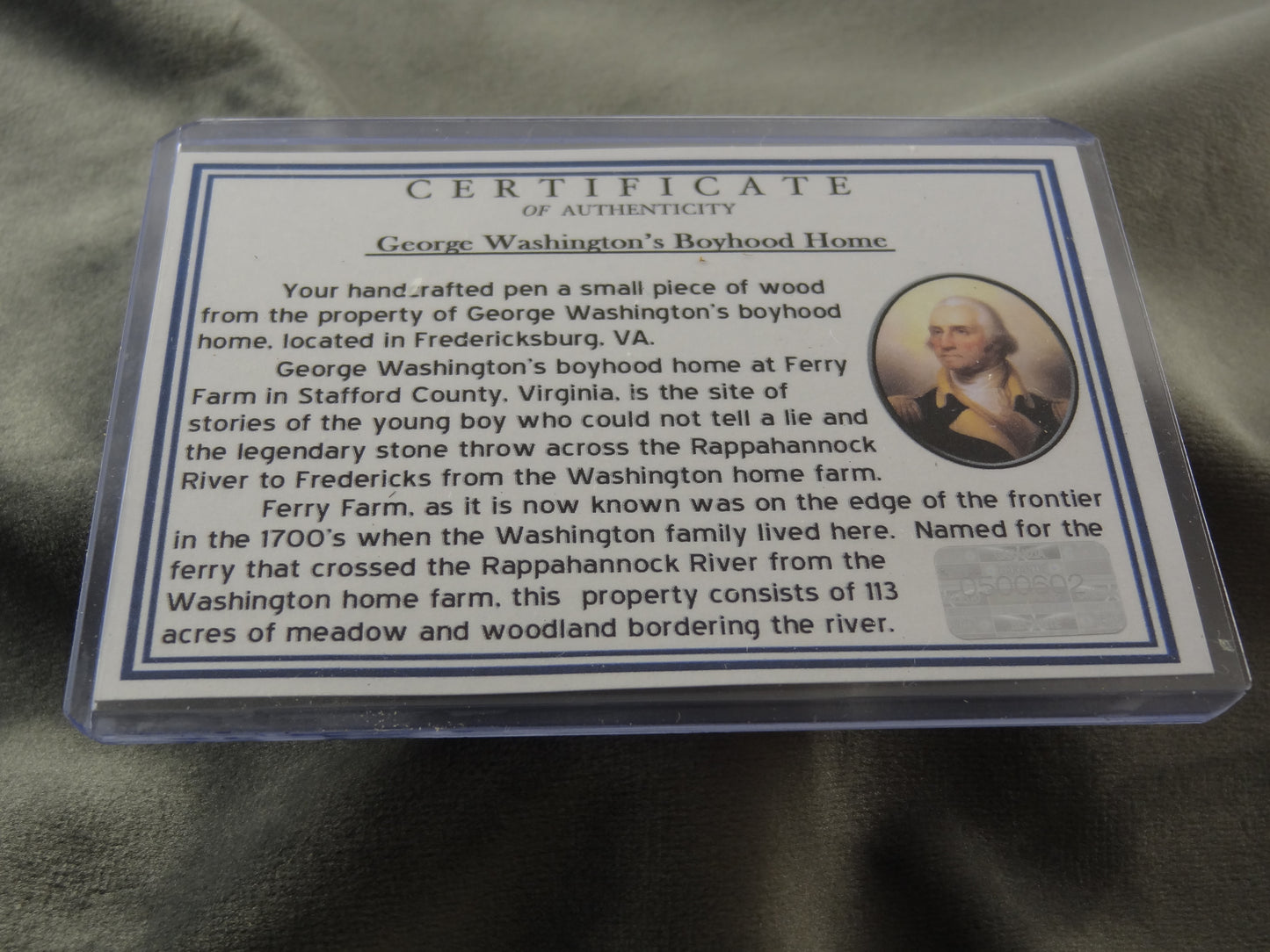 George Washington Historical Pen with Coin and COA