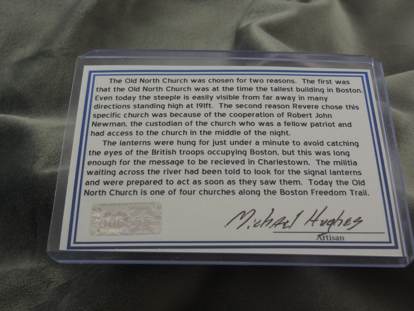 Old North Church Ink Pen with Coin and COA