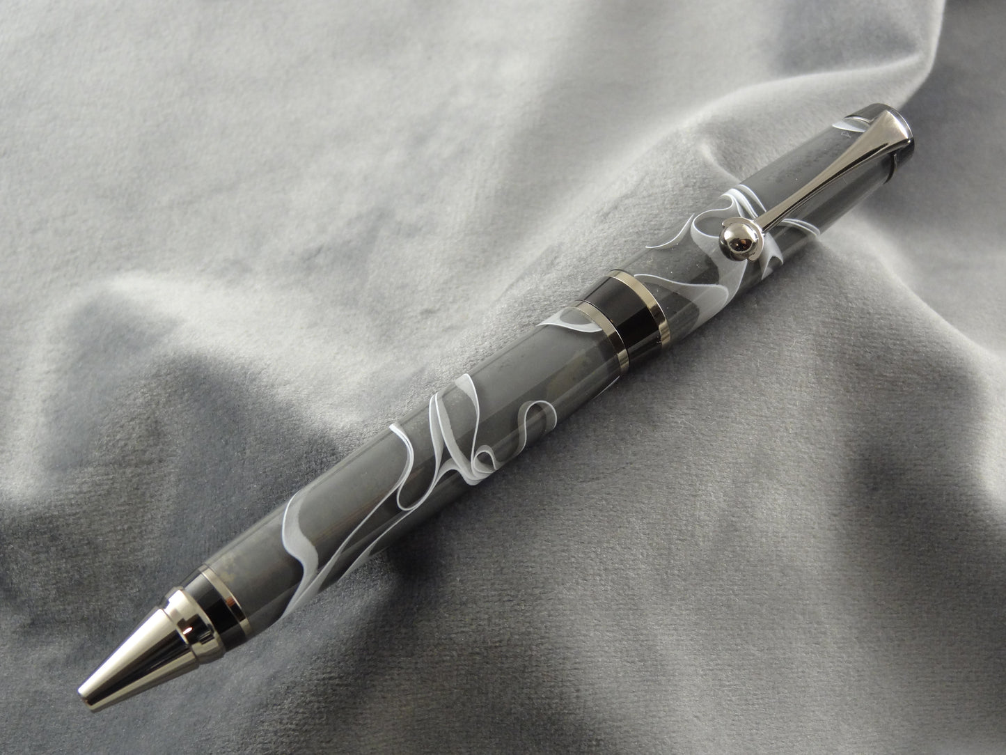 White Ribbon Grey Translucent Acrylic Ink Pen