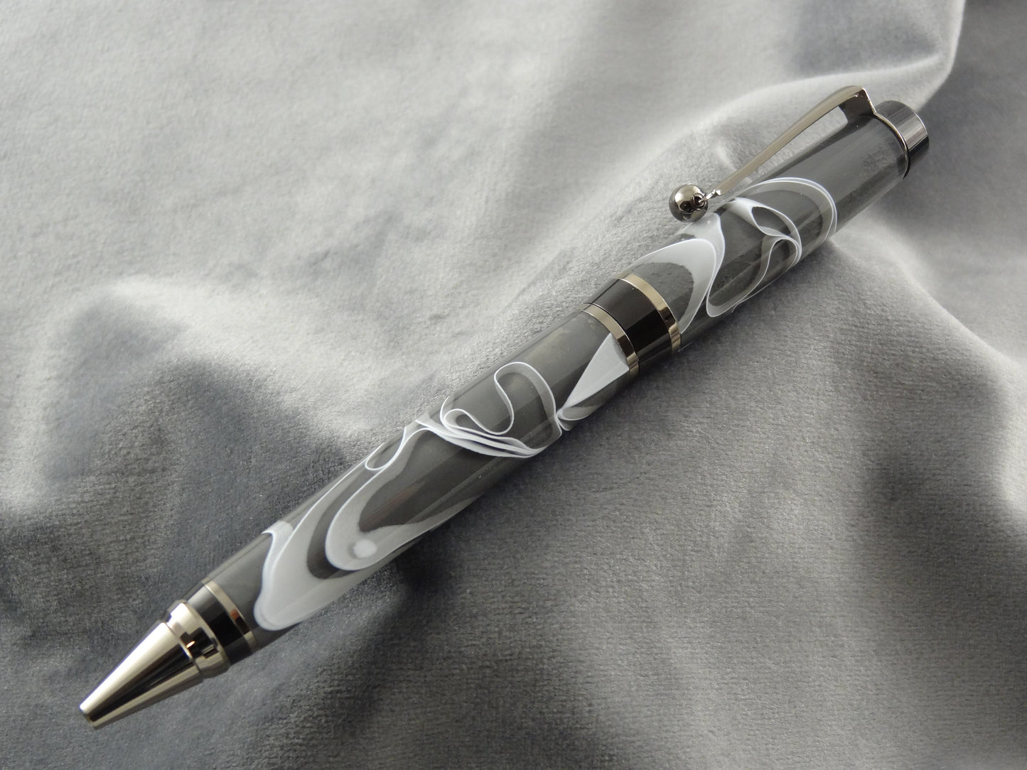 White Ribbon Grey Translucent Acrylic Ink Pen