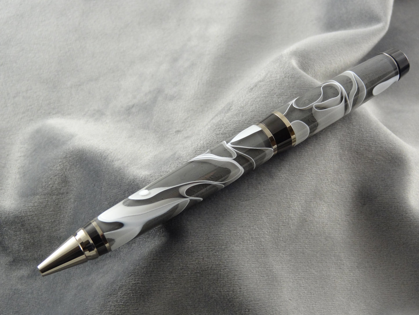 White Ribbon Grey Translucent Acrylic Ink Pen