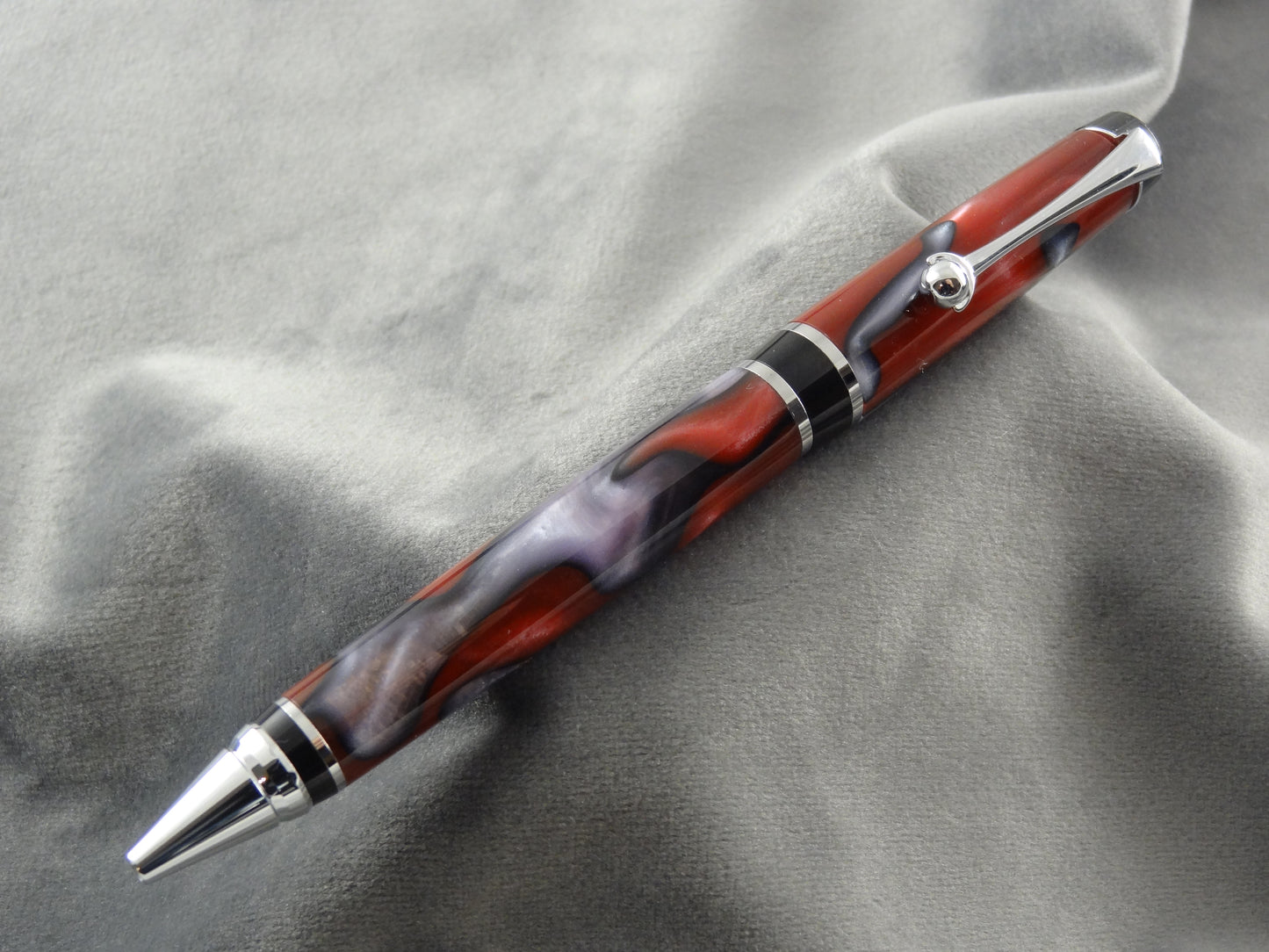 Burgundy Black Acrylic Swirl Ink Pen
