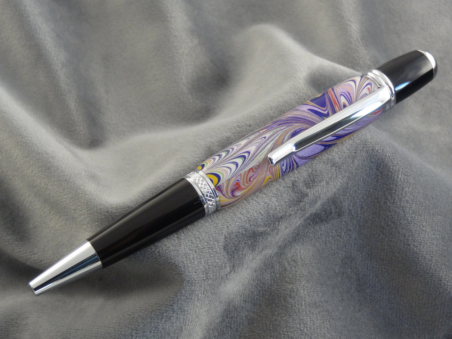 Marbled Paper Purple Feather Swirl Ink Pen