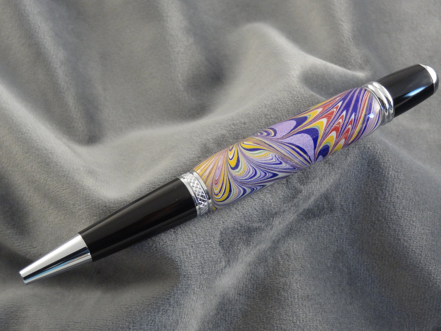 Marbled Paper Purple Feather Swirl Ink Pen
