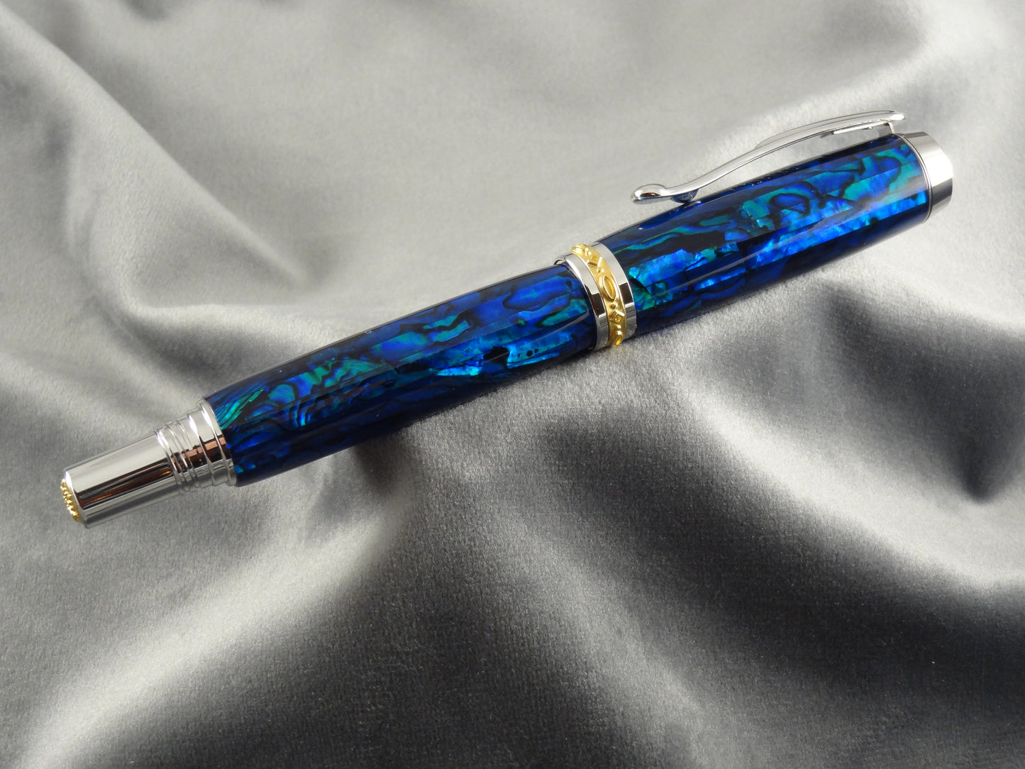 Abalone Seashell Sapphire Blue Ink Pen