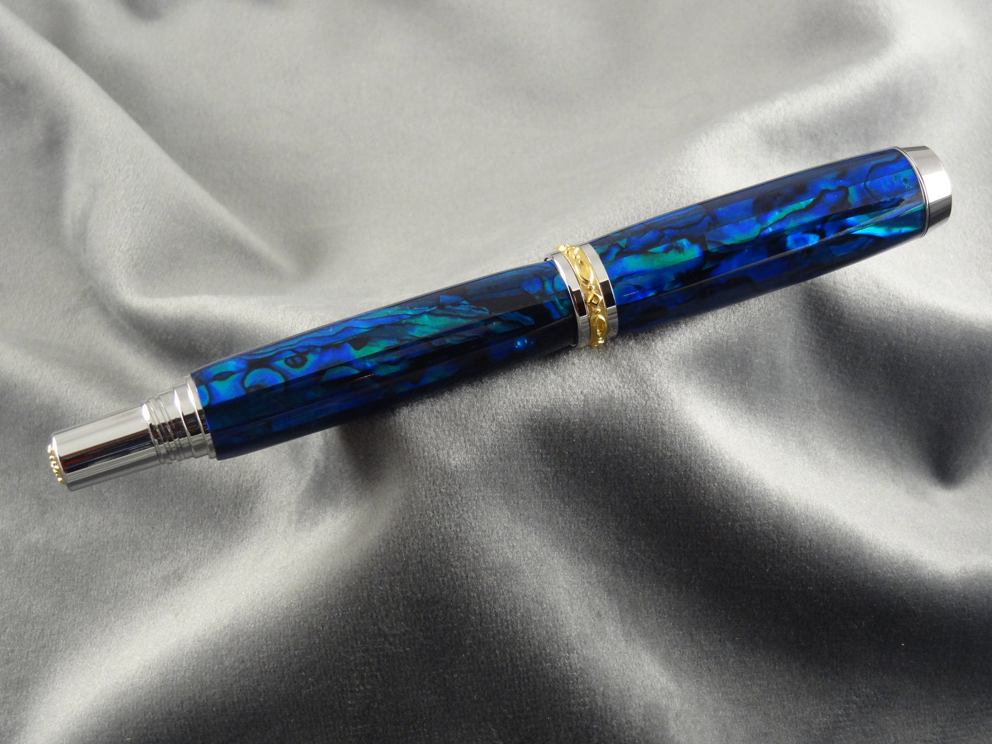 Abalone Seashell Sapphire Blue Ink Pen