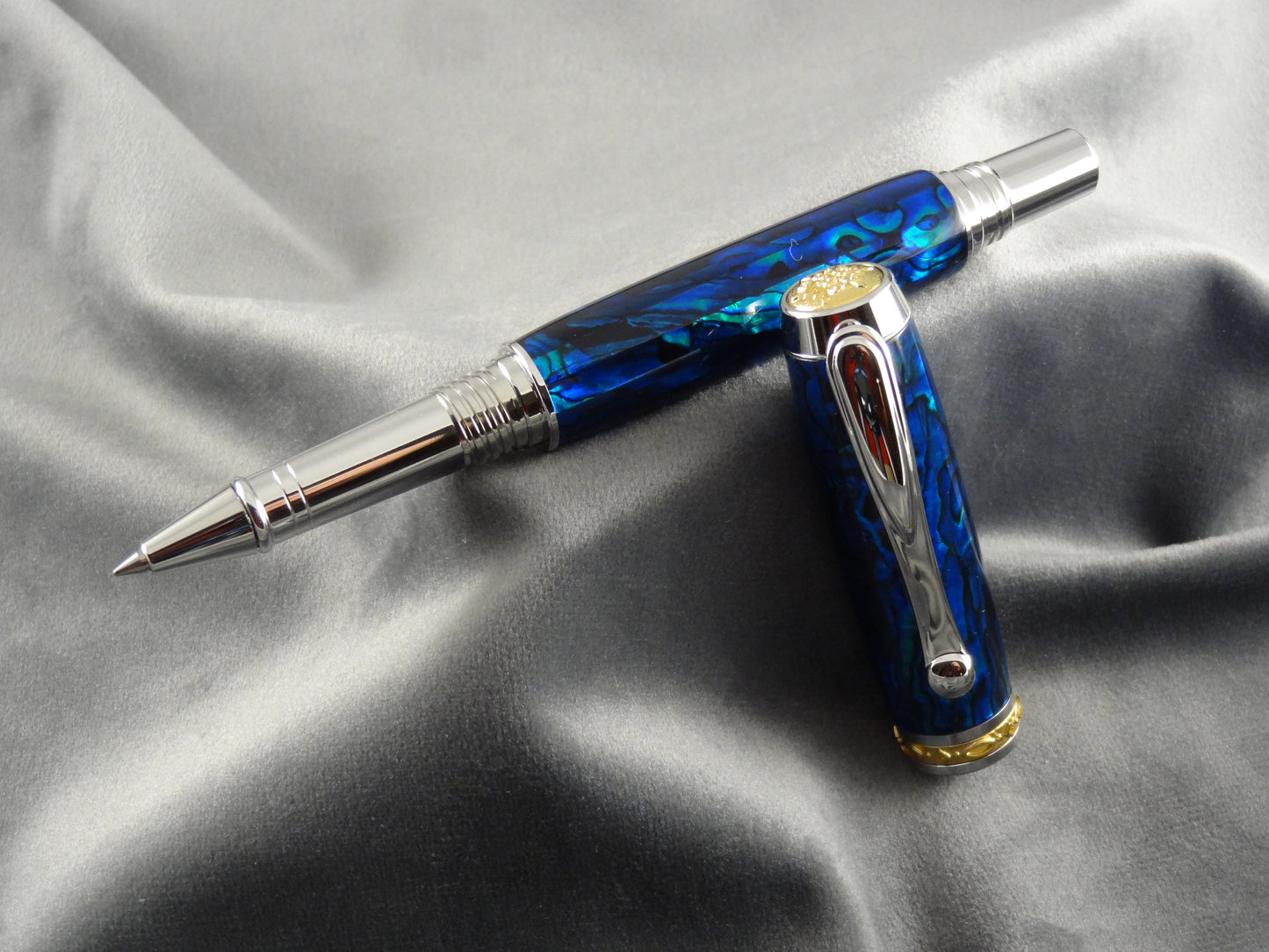 Abalone Seashell Sapphire Blue Ink Pen