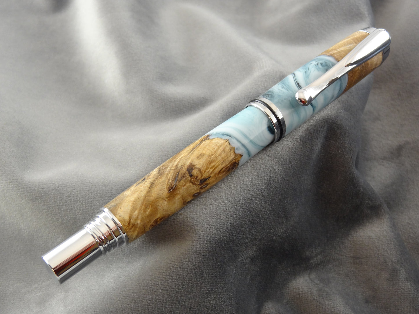 Maple Burl Ocean Surf Rollerball Ink Pen