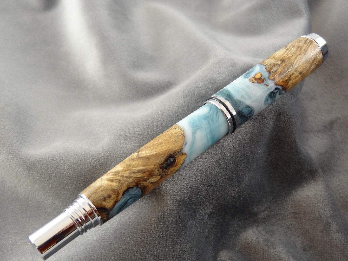 Maple Burl Ocean Surf Rollerball Ink Pen