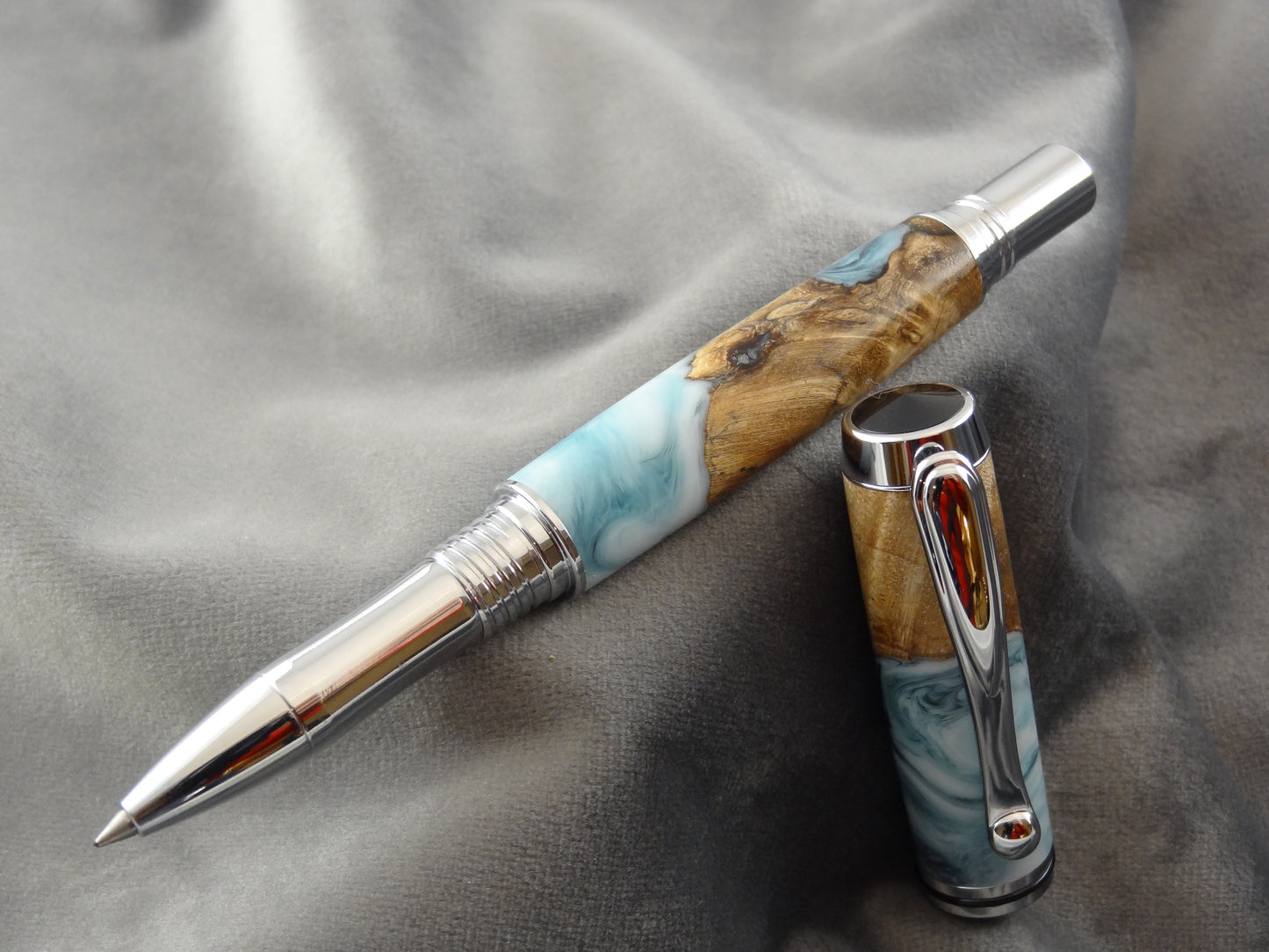Maple Burl Ocean Surf Rollerball Ink Pen