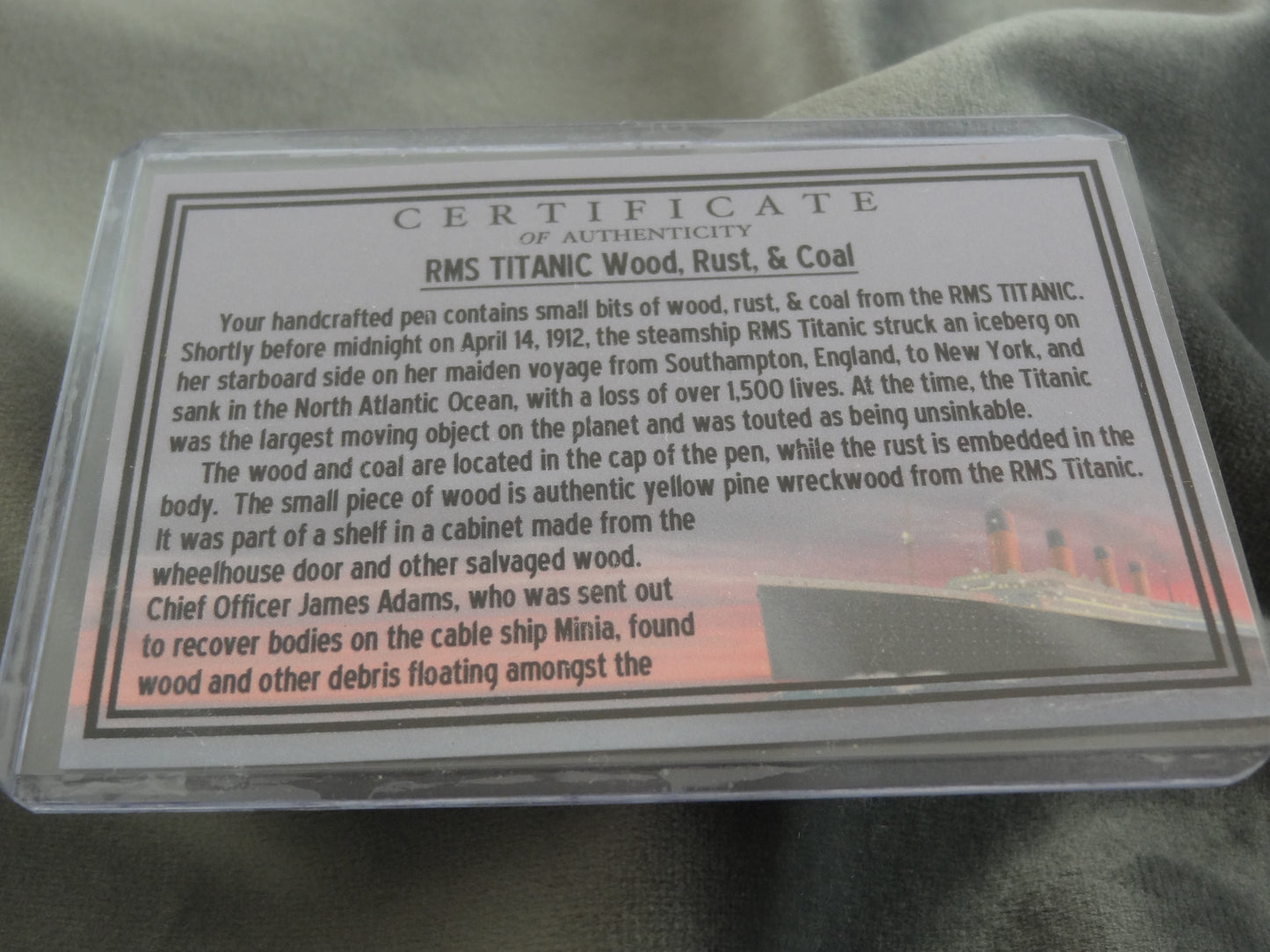 RMS TItanic Rollerball Pen with COA