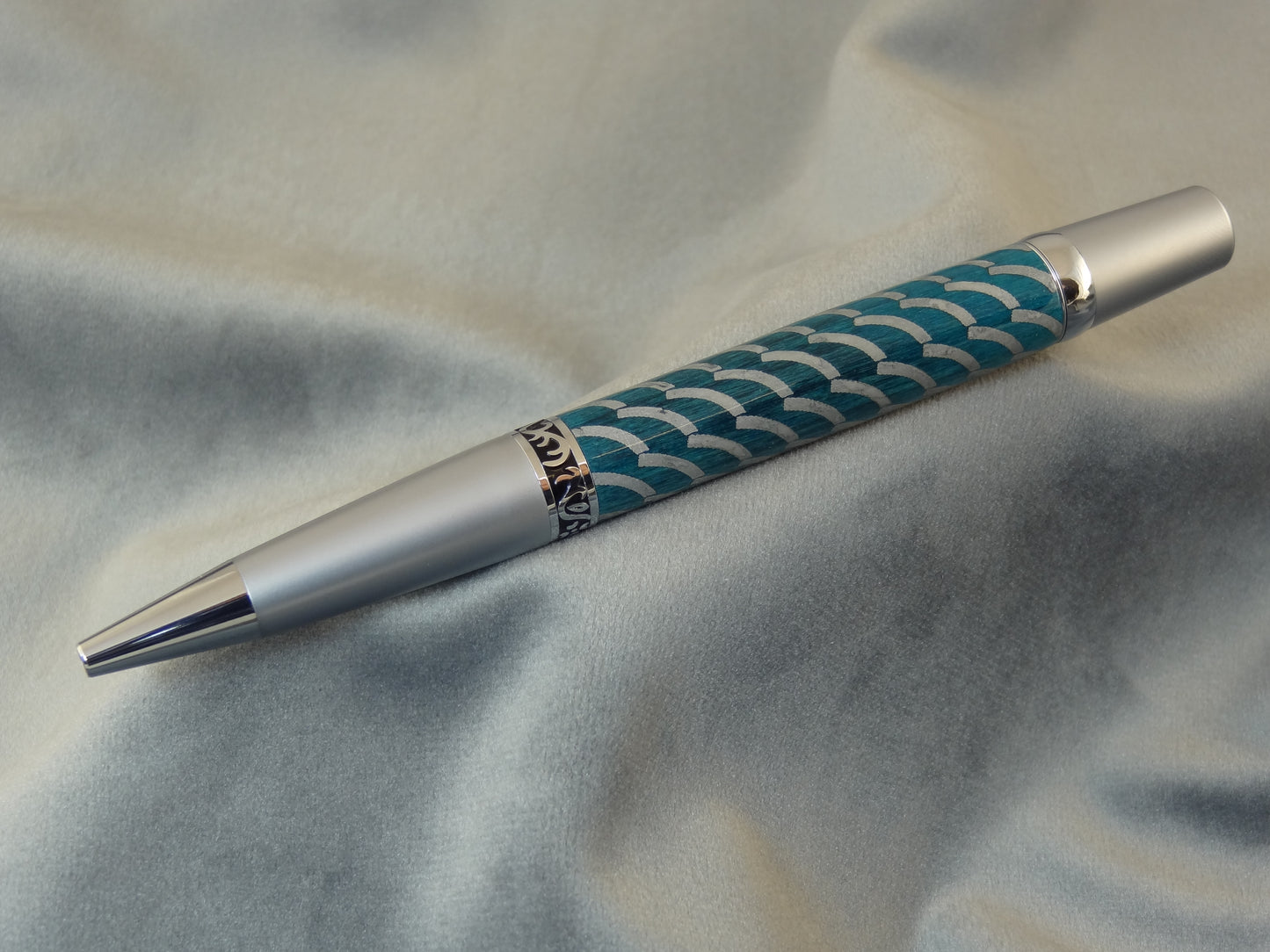 Aluminum Filled Blue Wood Ink Pen