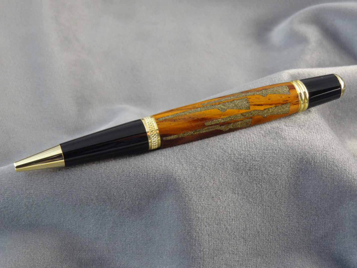 Cocobolo Wood with Brass Filled Rifles Ink Pen