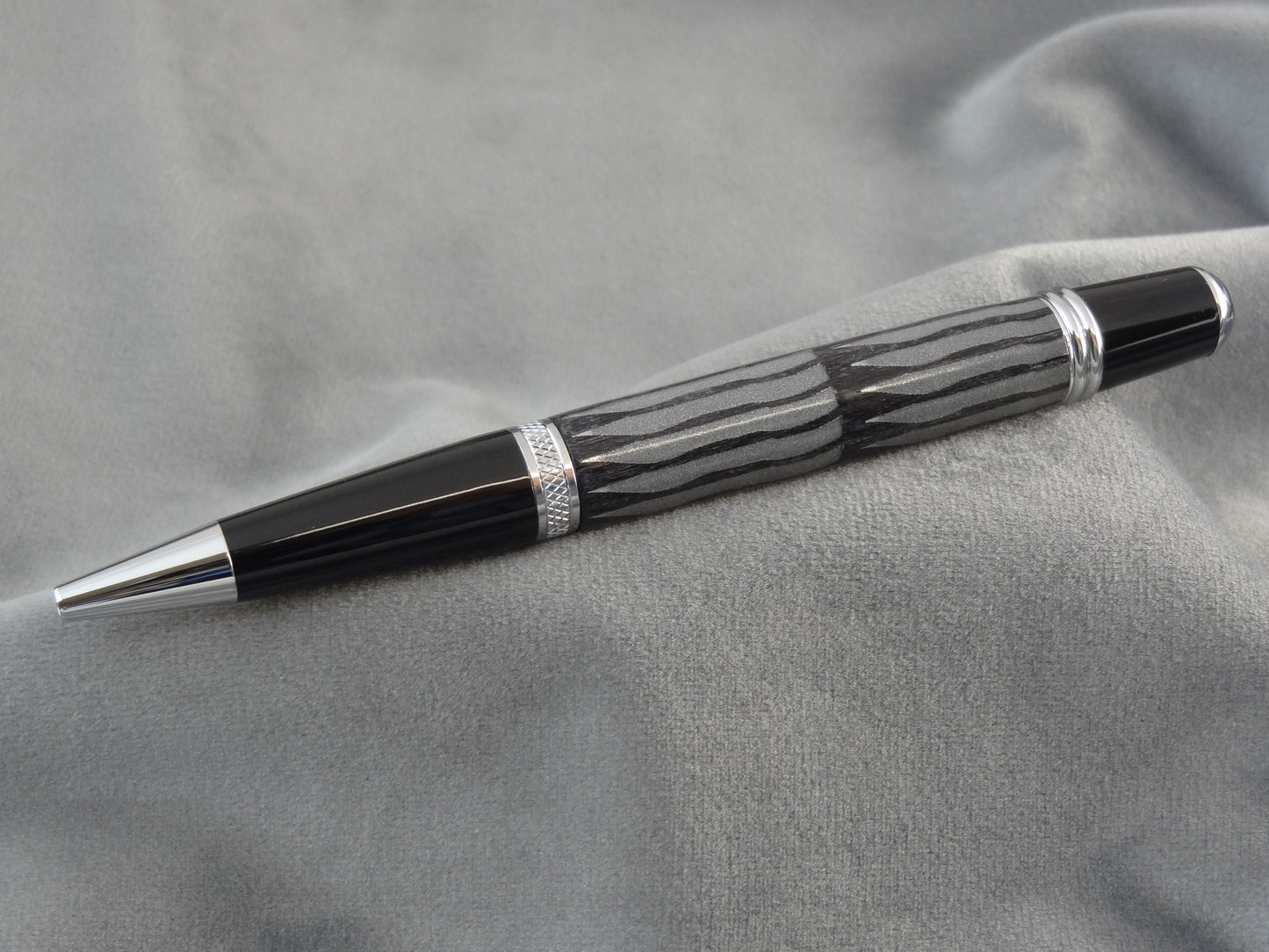 Aluminum Knife Blades on Black Wood Ink Pen