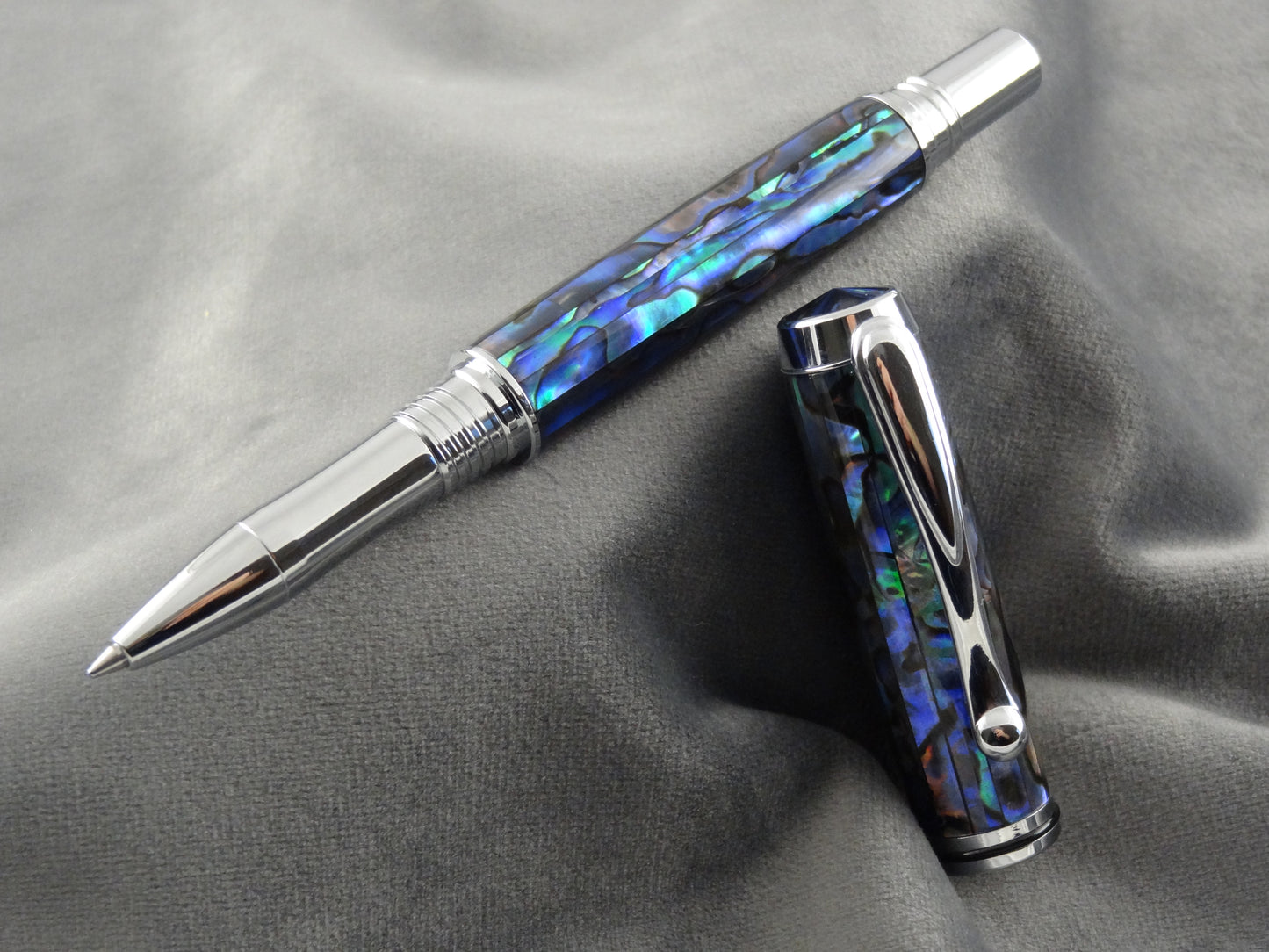 Abalone Seashell In Blue Ink Pen