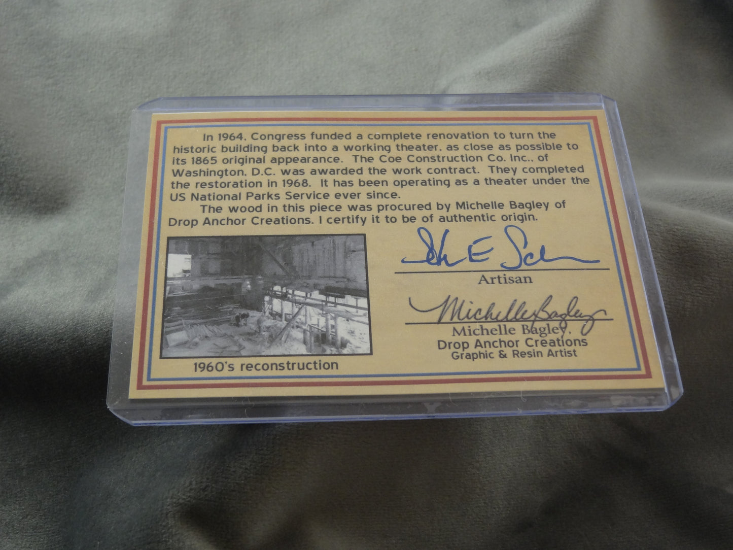 Ford's Theater Historical Ink Pen with COA and Coin