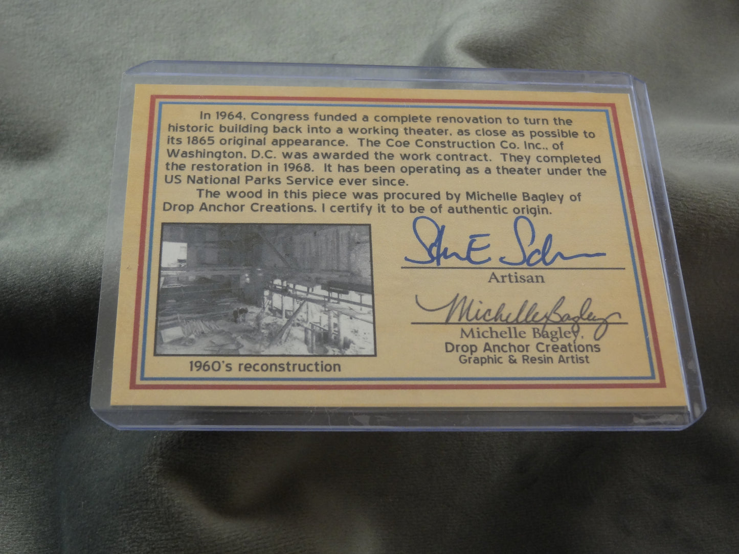 Ford's Theatre Historical Ink Pen with COA