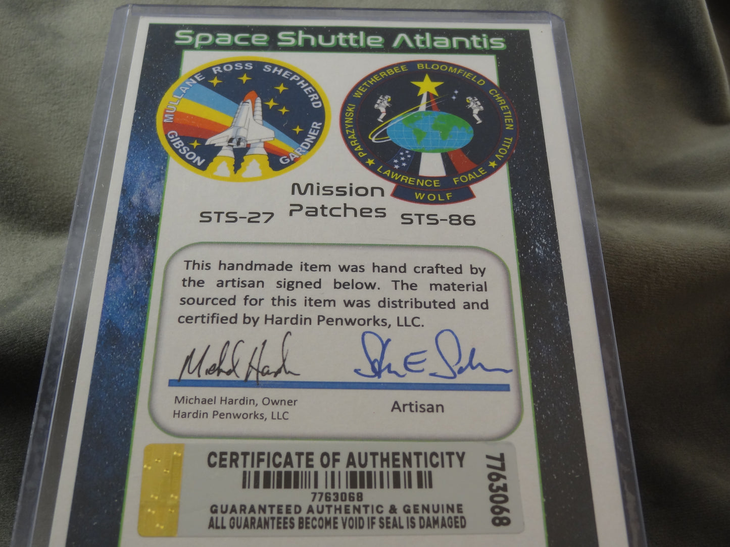 Space Shuttle Atlantis Ink Pen with COA