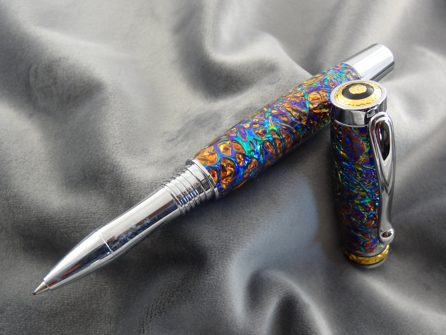 Dichrolam Fire Burl Rollerball Pen