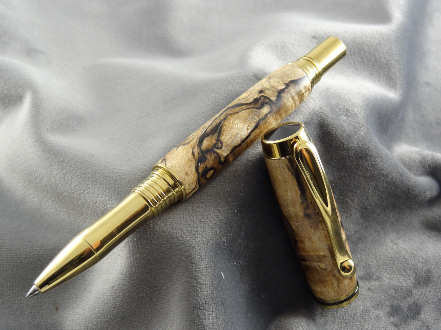 Spalted Curly Maple Rollerball Ink Pen