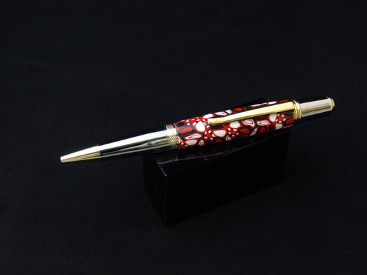 Red White and Black Polymer Clay Pen