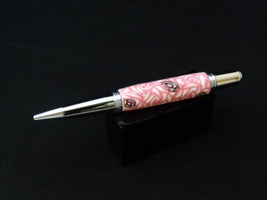 Pink Roses in Polymer Clay Pen