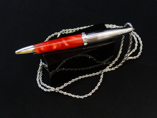 Mini Necklace Pen in Red Lava Acrylic