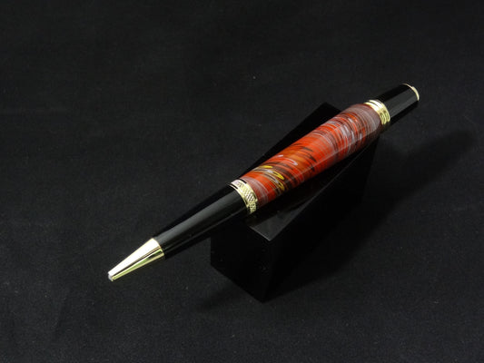 Marbled Paper Red Gold Ink Pen