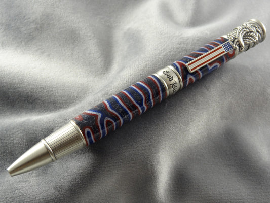 Micarta Double Red White Blue Ink Pen