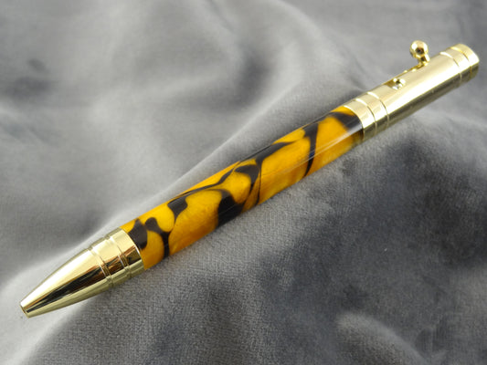 Bolt Action Orange and Black Acrylic Ink Pen