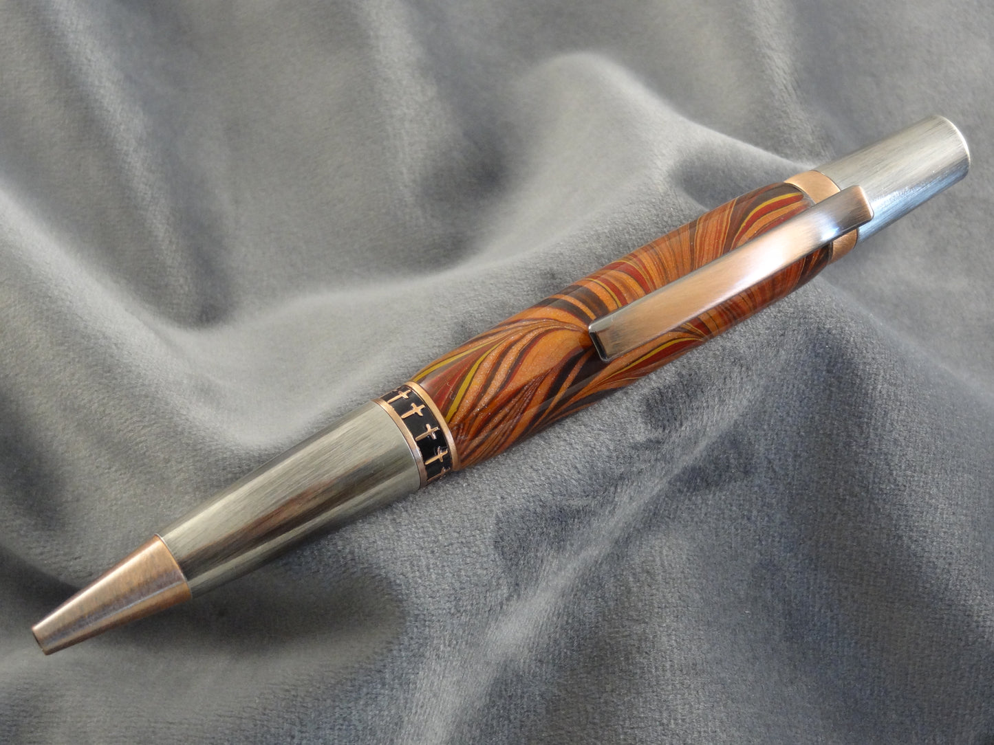 Marbled Paper Copper Feather Ink Pen