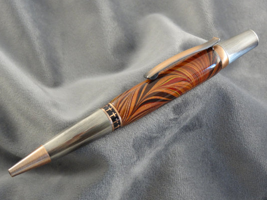 Marbled Paper Copper Feather Ink Pen