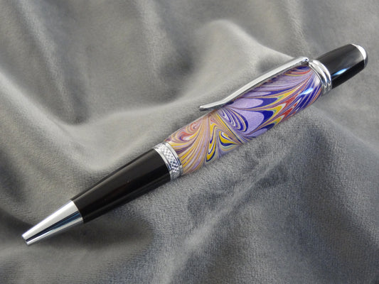 Marbled Paper Purple Feather Swirl Ink Pen