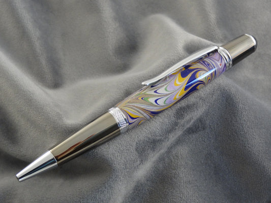 Marbled Papre Purple Feathers Ink Pen