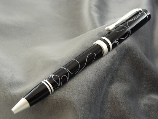 White Threaded Twist Rollerball Ink Pen