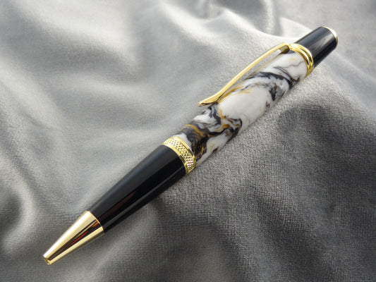 Black White & Gold Acrylic Ink Pen