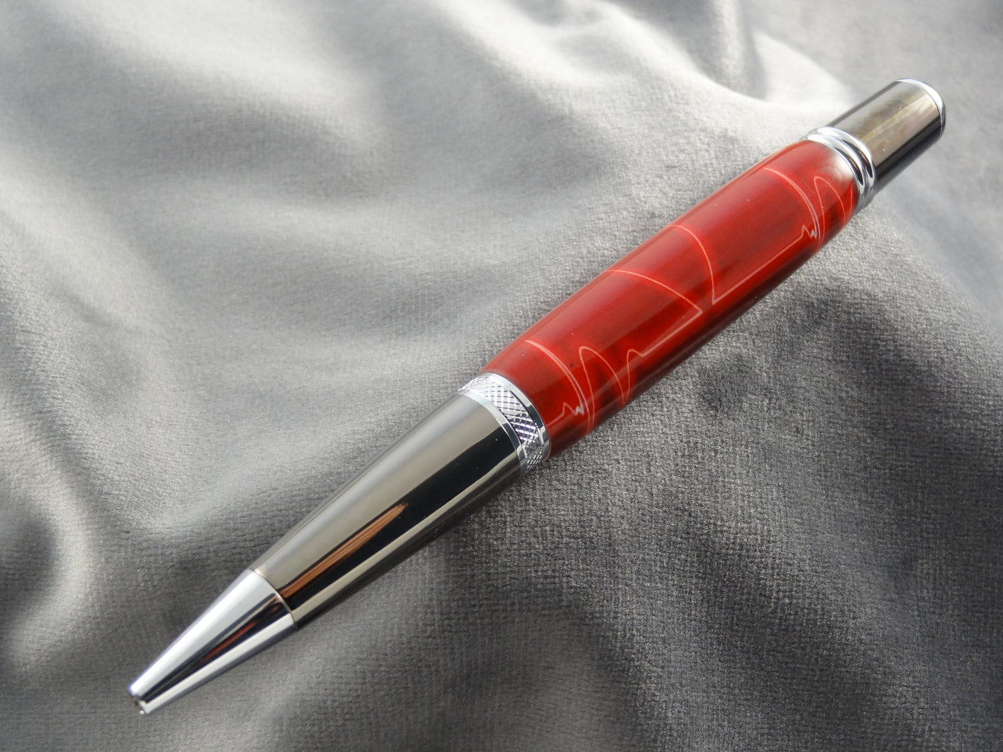 Red EKG Acrylic Emblem Ink Pen