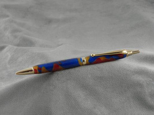 Blue Gold Red Tranquil Acrylic Click Pen