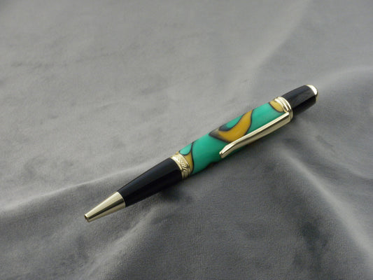 Green Gold and Black Ink Pen