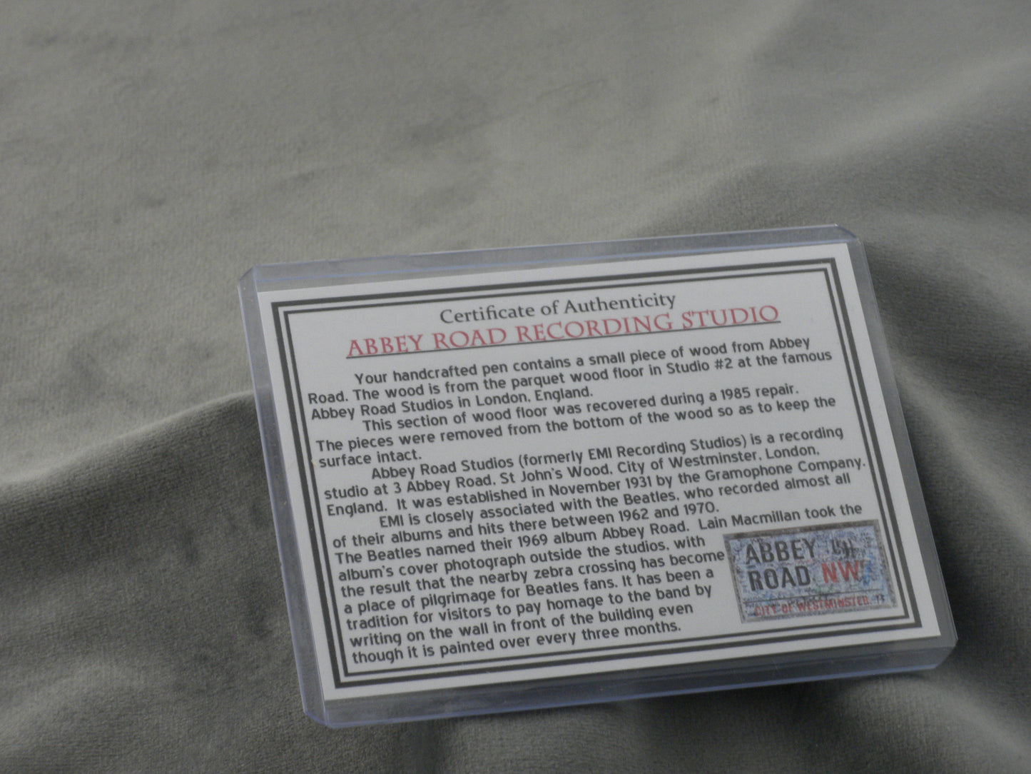 Abbey Road Ink Pen with Certificate Of Authenticity