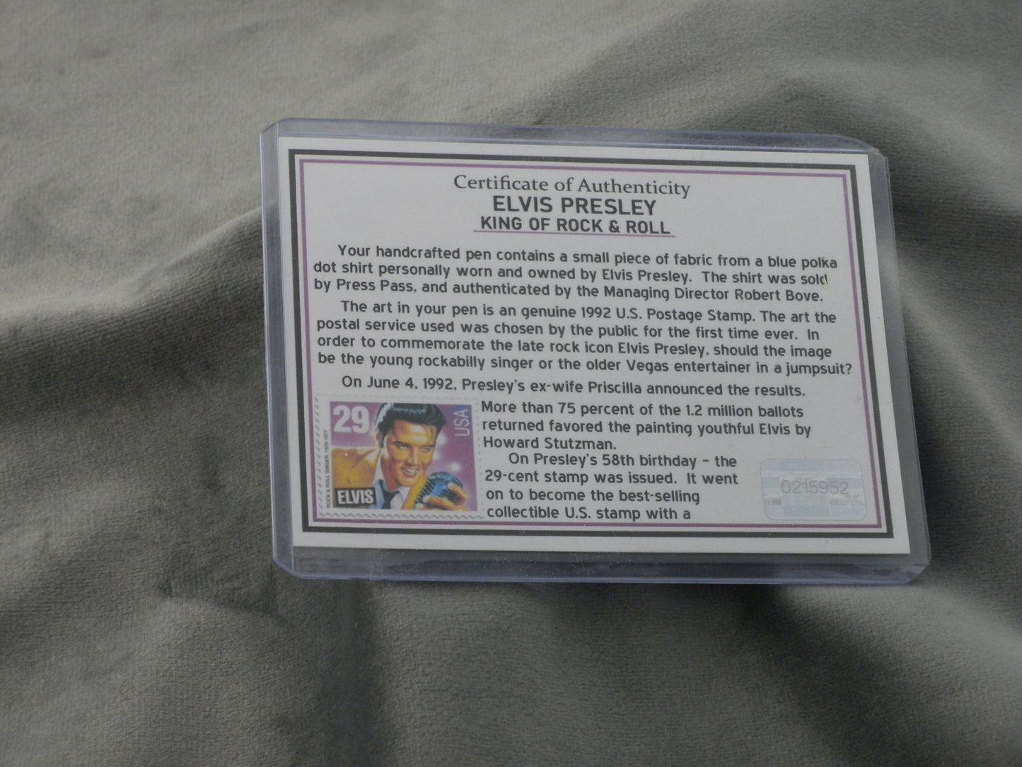 Elvis Ink Pen with Certificate of Authenticity