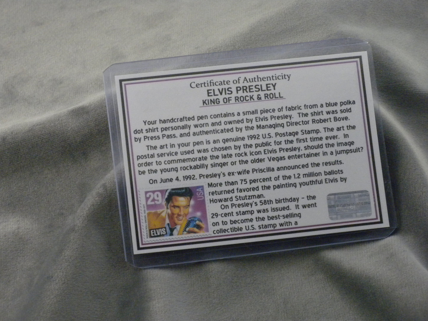 Elvis Ink Pen with Certificate of Authenticity