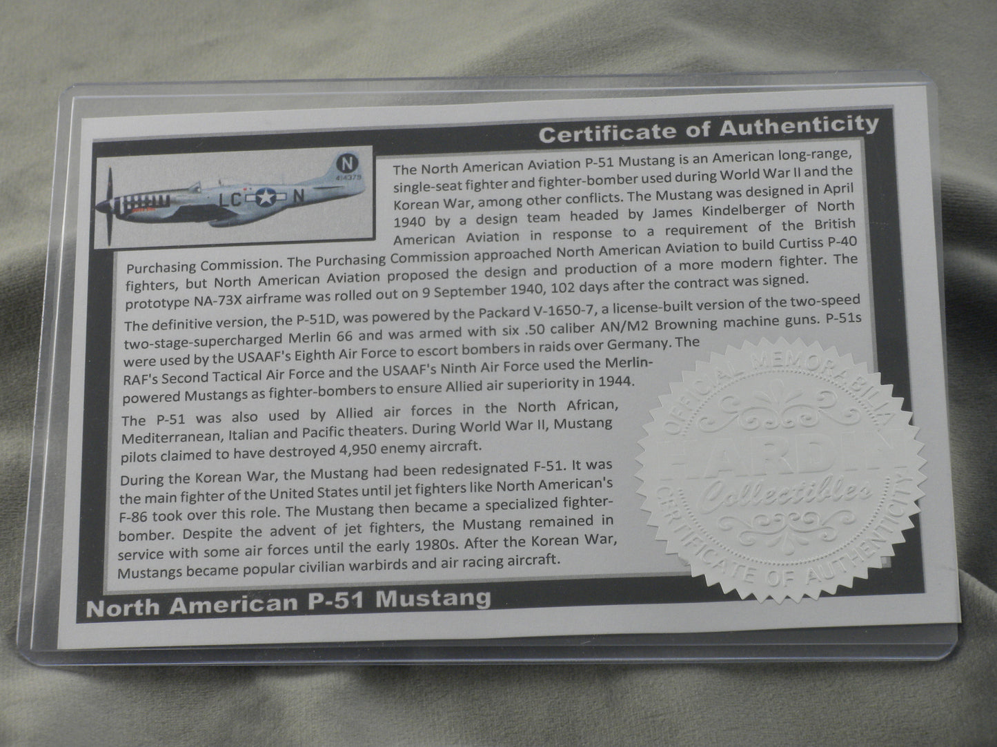 P-51 Mustang Historical Pen with COA