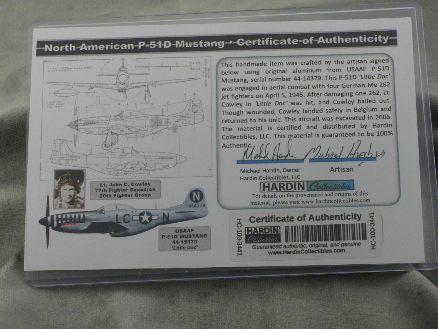 P-51 Mustang Historical Pen with COA