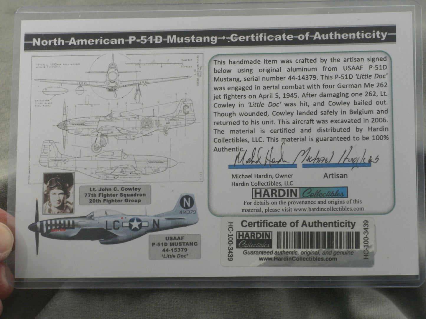 P-51 Mustang Historical Pen with COA