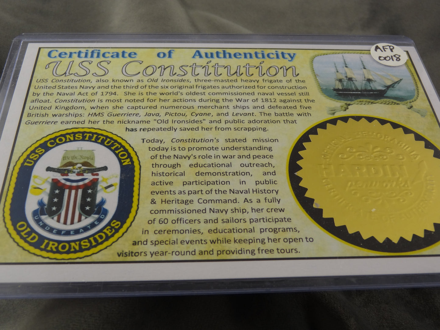 USS Constitution Fountain Pen with COA