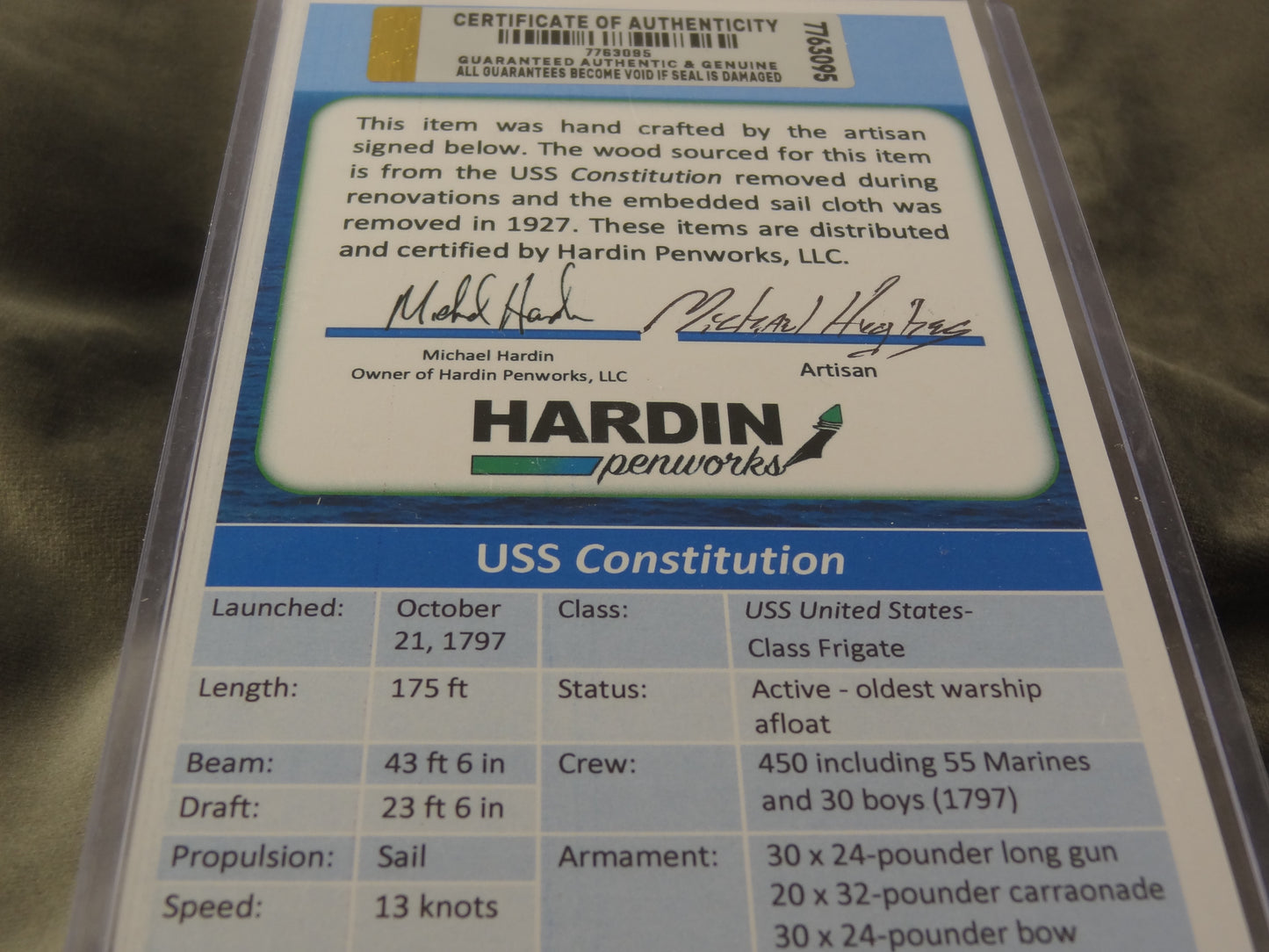 USS Constitution Fountain Pen with COA