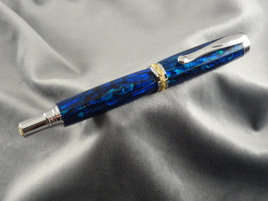 Abalone Seashell Sapphire Blue Ink Pen