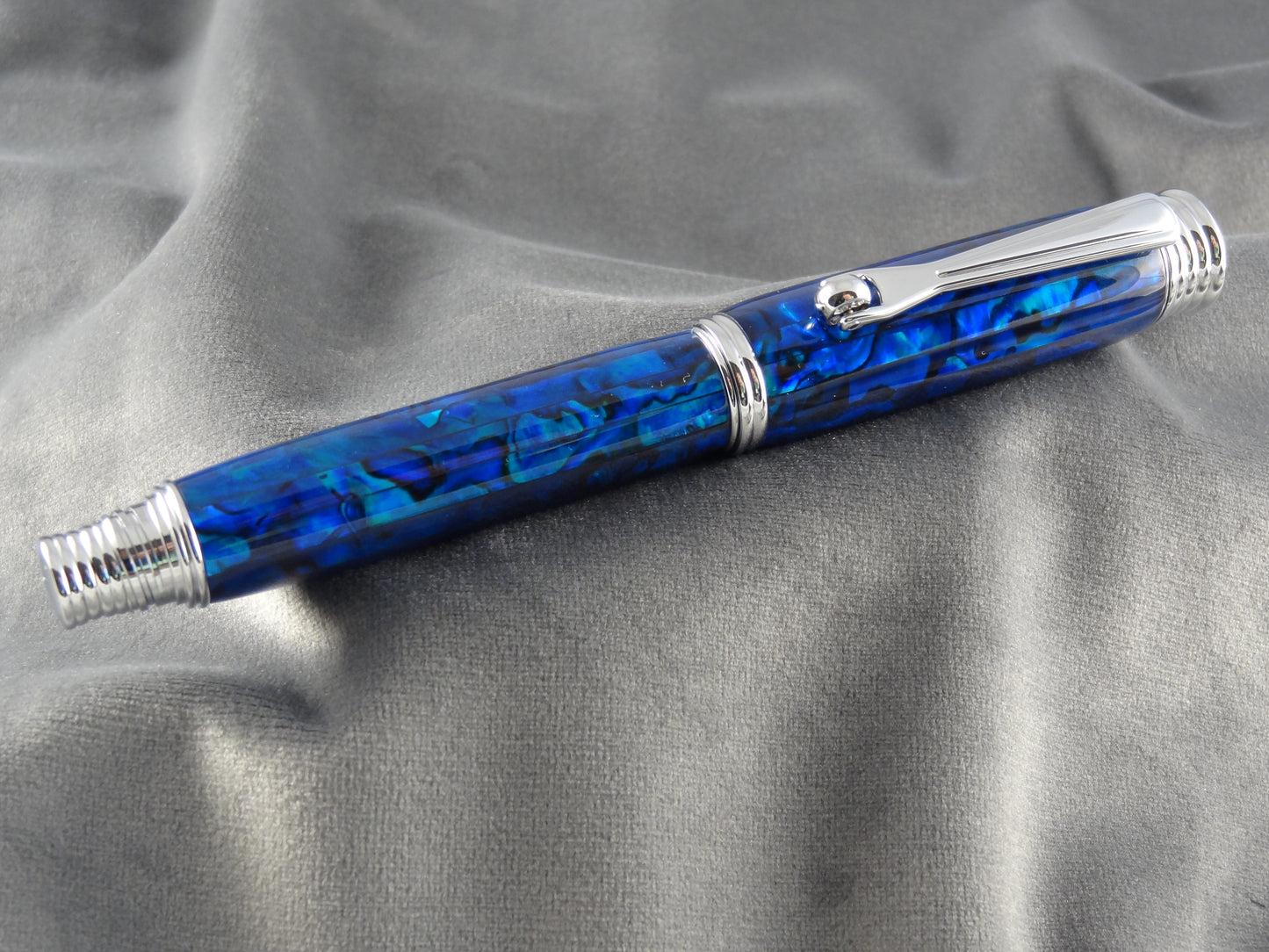 Abalone Seashell Sapphire Blue Ink Pen