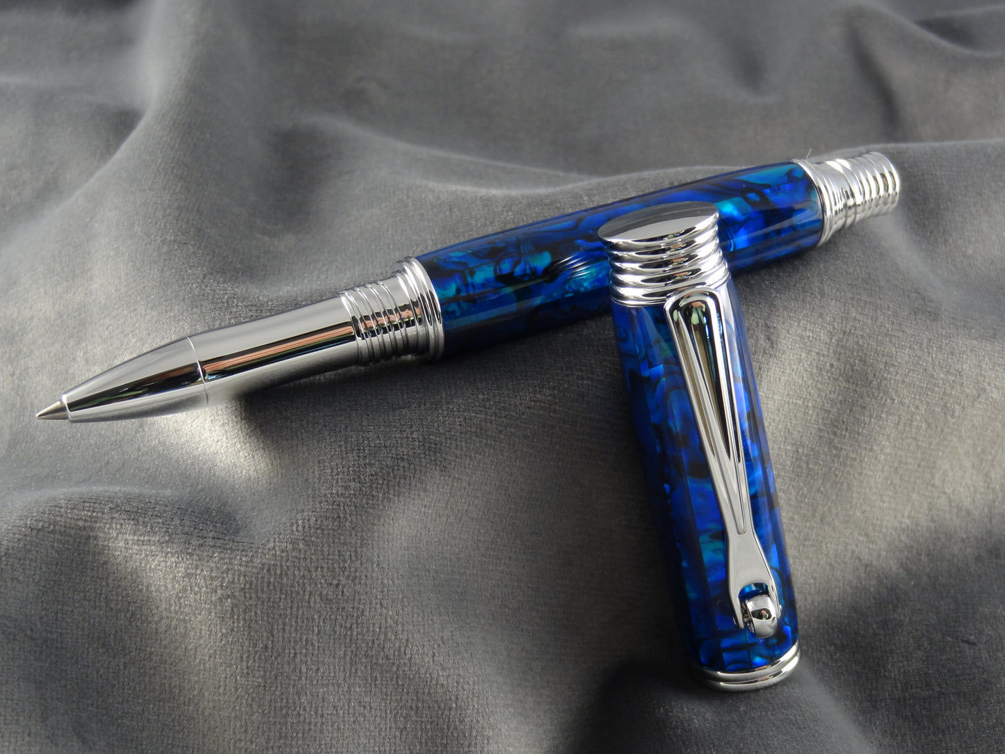 Abalone Seashell Sapphire Blue Ink Pen